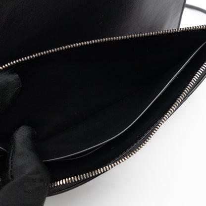 Double Pouch Crossbody Bag Black Intrecciato Leather