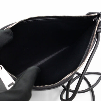 Double Pouch Crossbody Bag Black Intrecciato Leather
