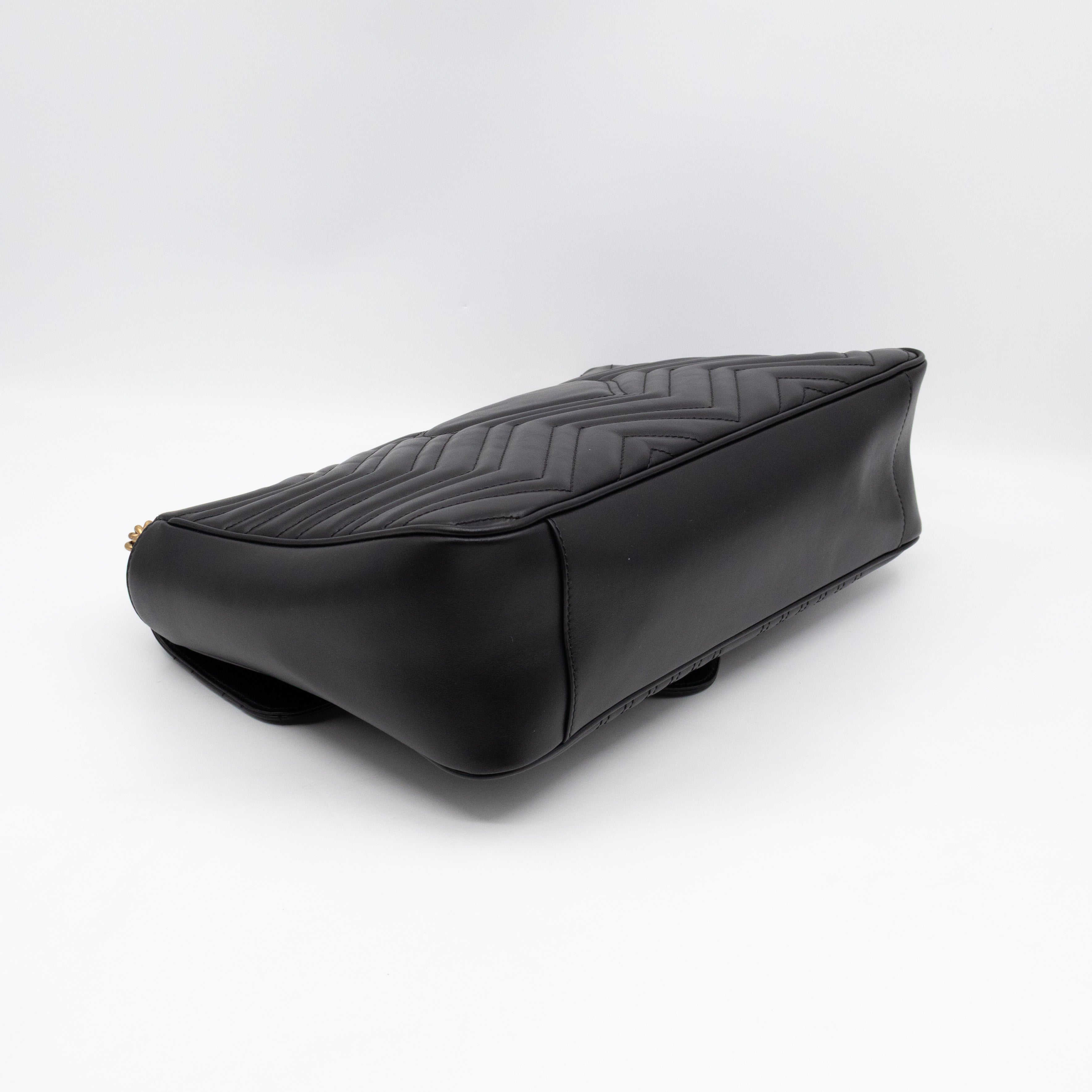 GG Marmont Large Flap Shoulder Bag Black Leather