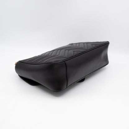 GG Marmont Large Flap Shoulder Bag Black Leather