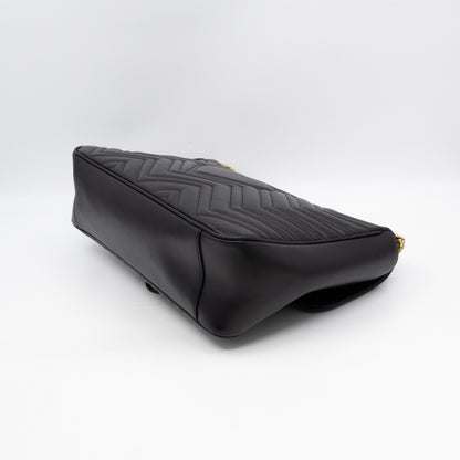 GG Marmont Large Flap Shoulder Bag Black Leather