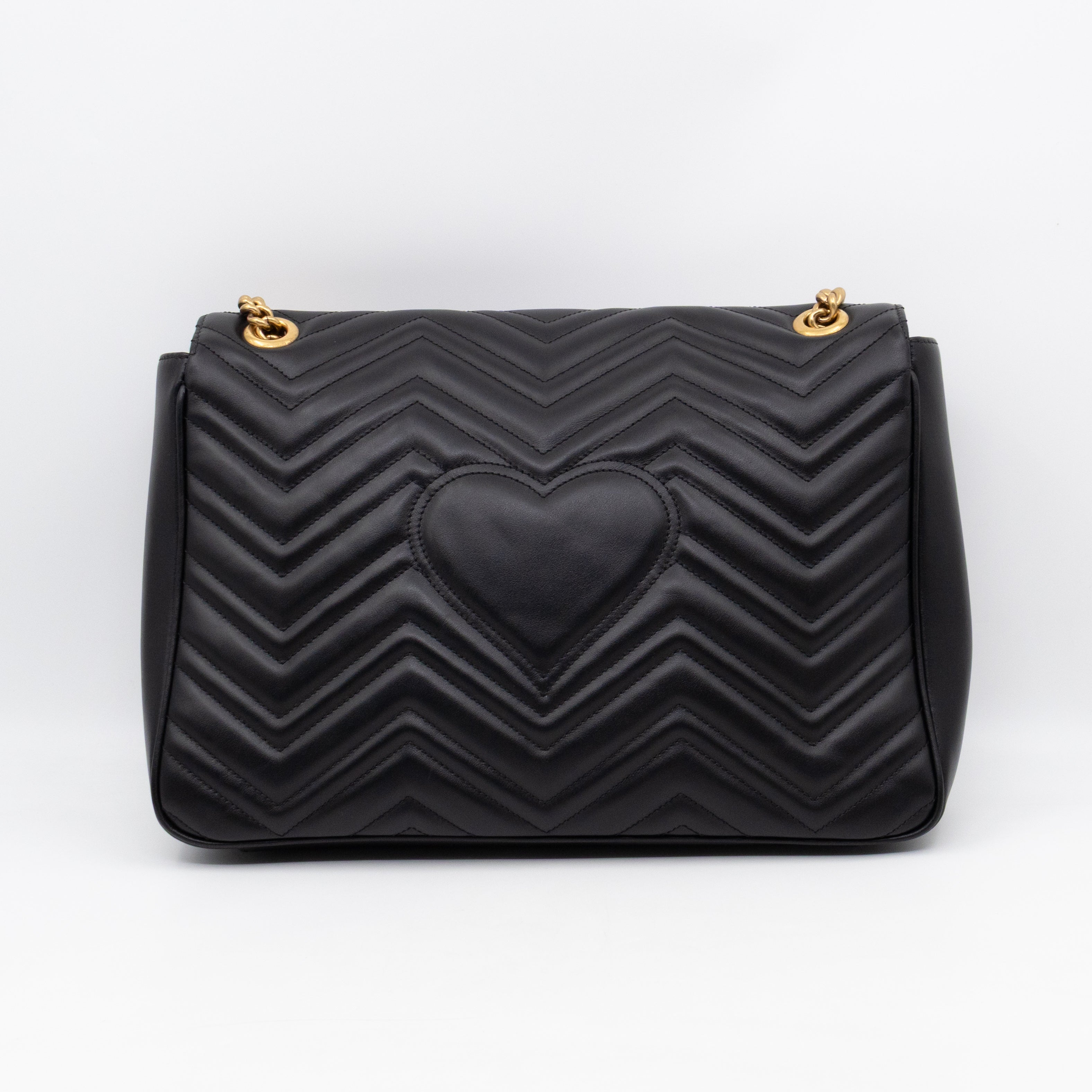 GG Marmont Large Flap Shoulder Bag Black Leather