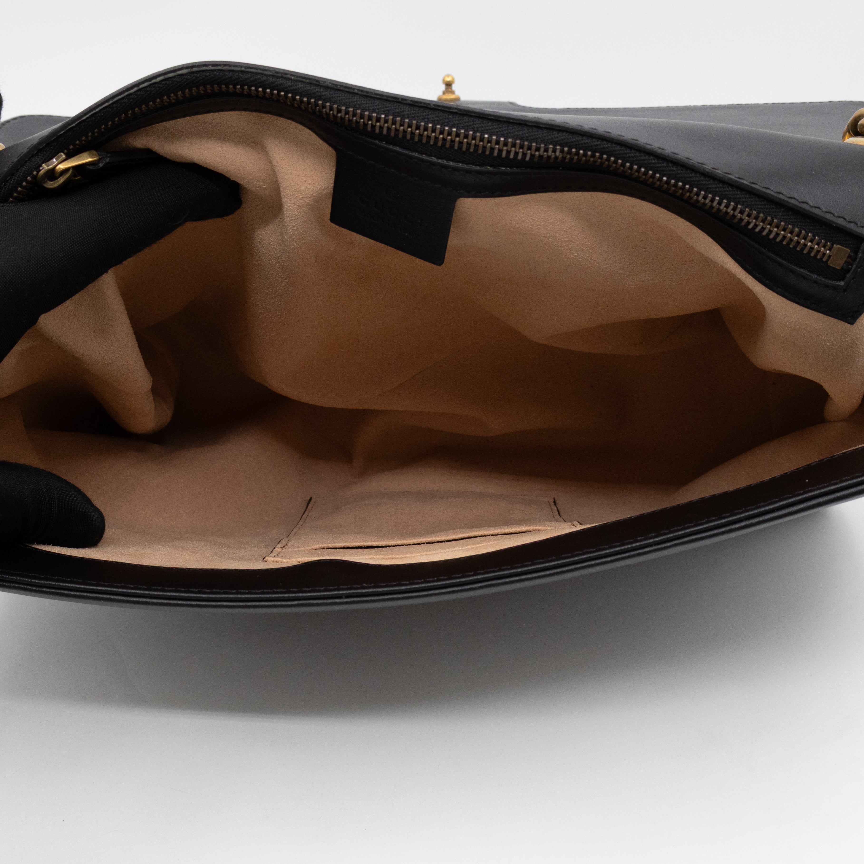 GG Marmont Large Flap Shoulder Bag Black Leather