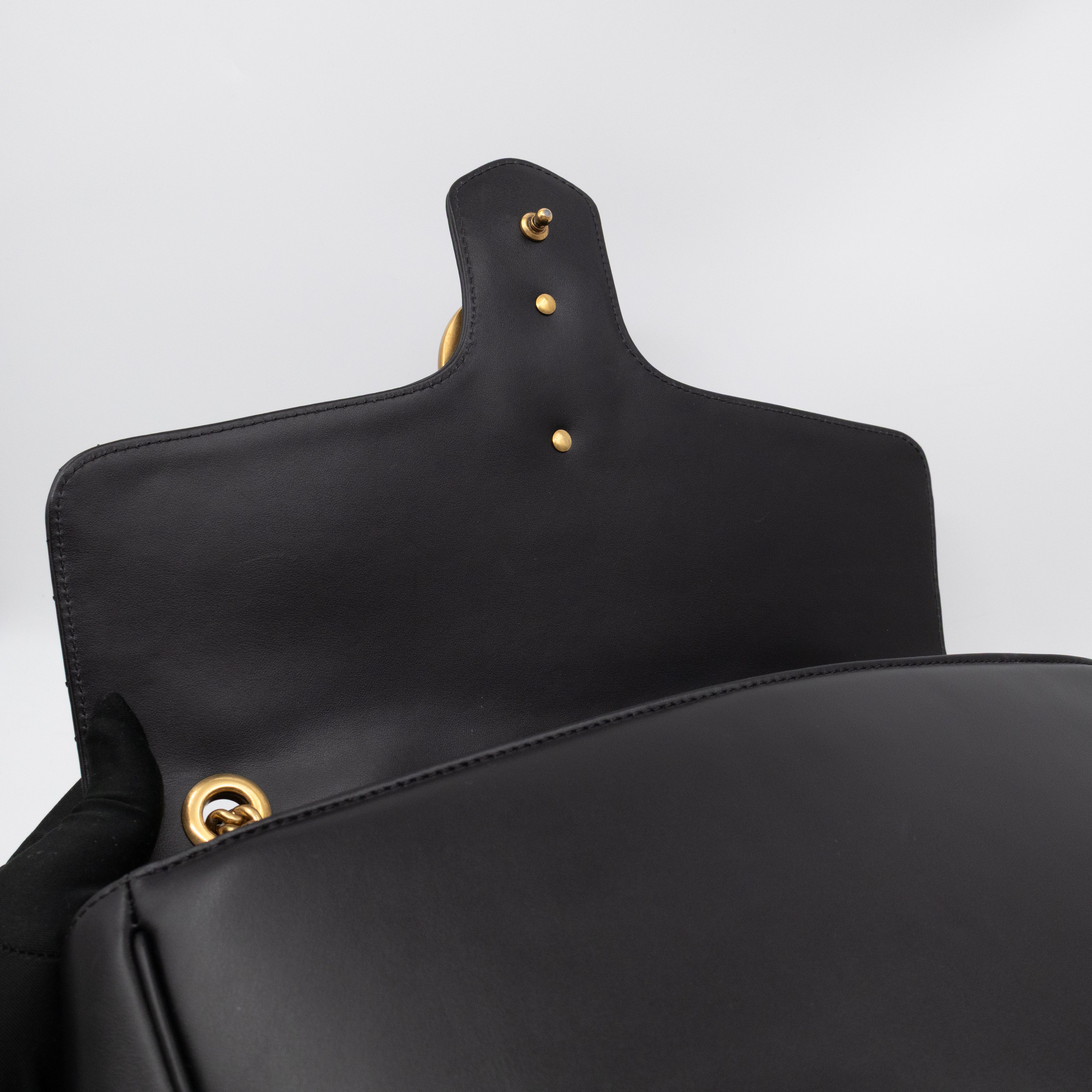 GG Marmont Large Flap Shoulder Bag Black Leather