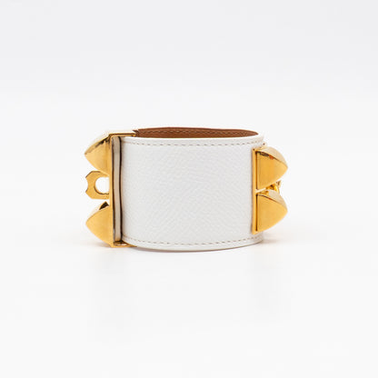 Collier de Chien Bracelet Gold & White Leather