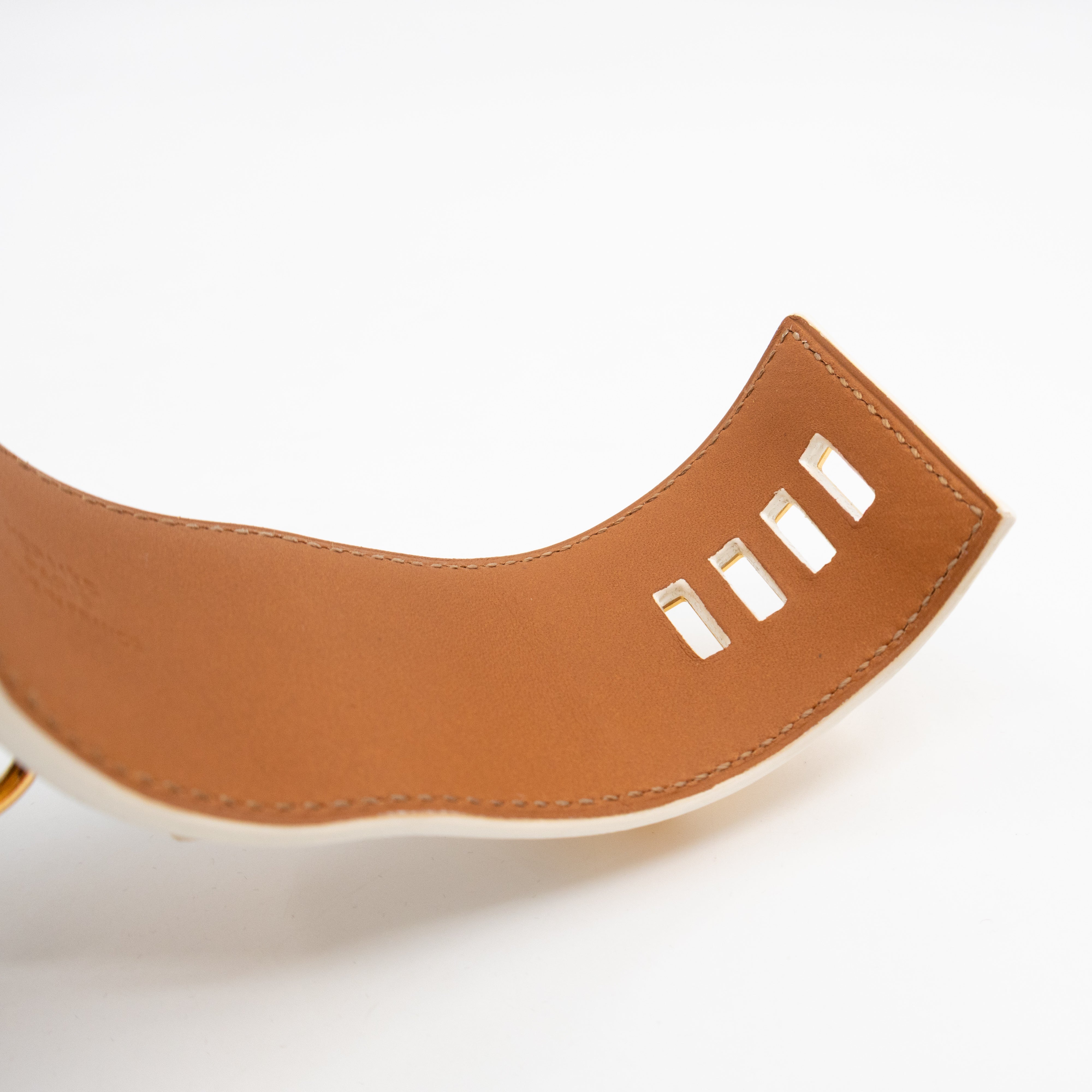 Collier de Chien Bracelet Gold & White Leather