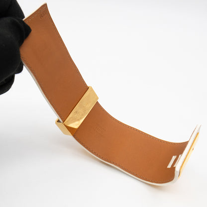 Collier de Chien Bracelet Gold & White Leather