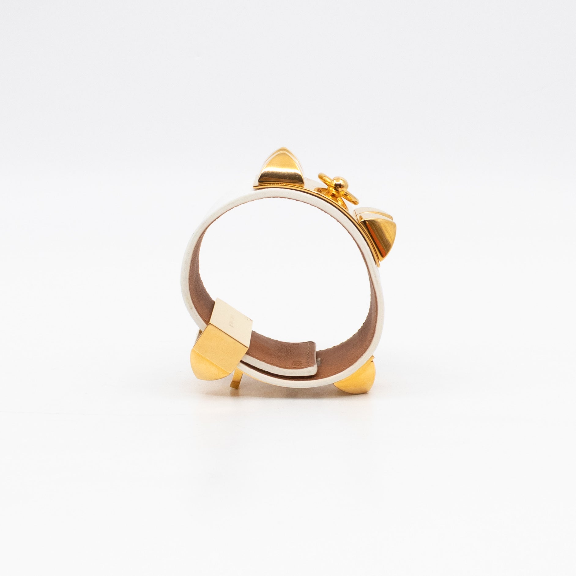Collier de Chien Bracelet Gold & White Leather