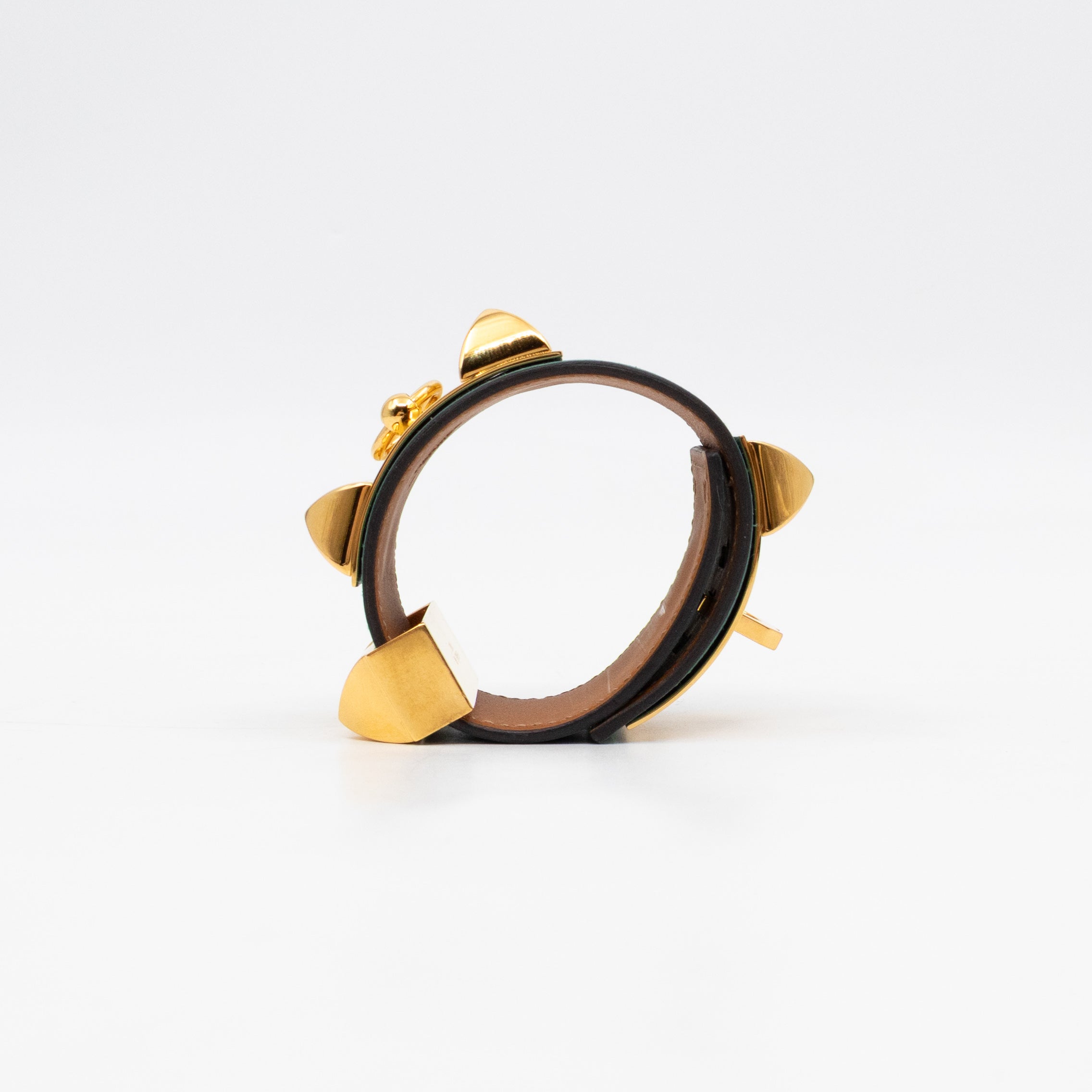 Collier de Chien Bracelet Gold & Malachite Leather