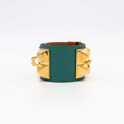 Collier de Chien Bracelet Gold & Malachite Leather