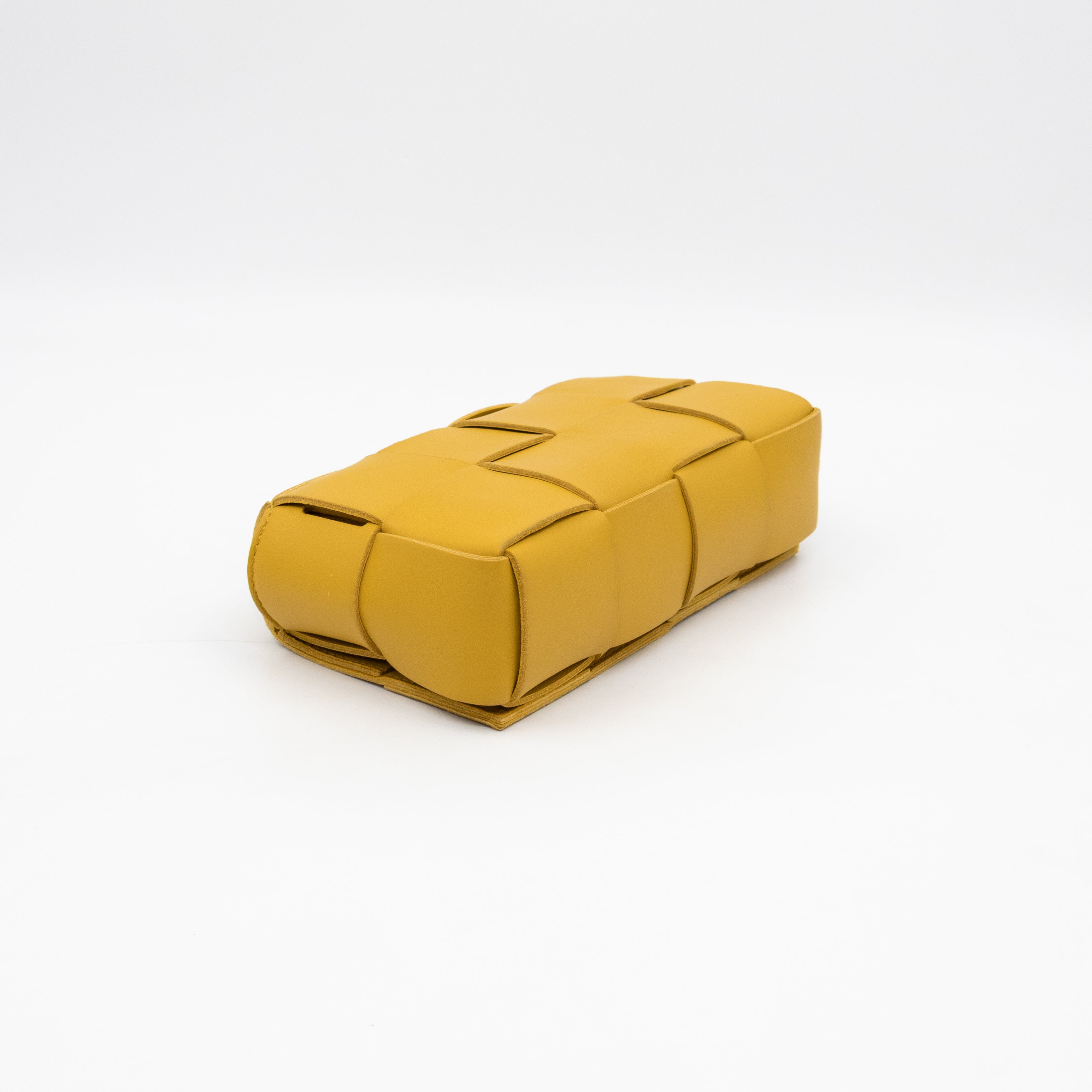 Cassette Mini Belt Bag Yellow Intrecciato Leather