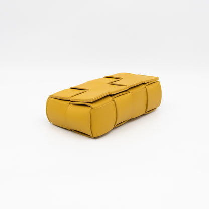 Cassette Mini Belt Bag Yellow Intrecciato Leather