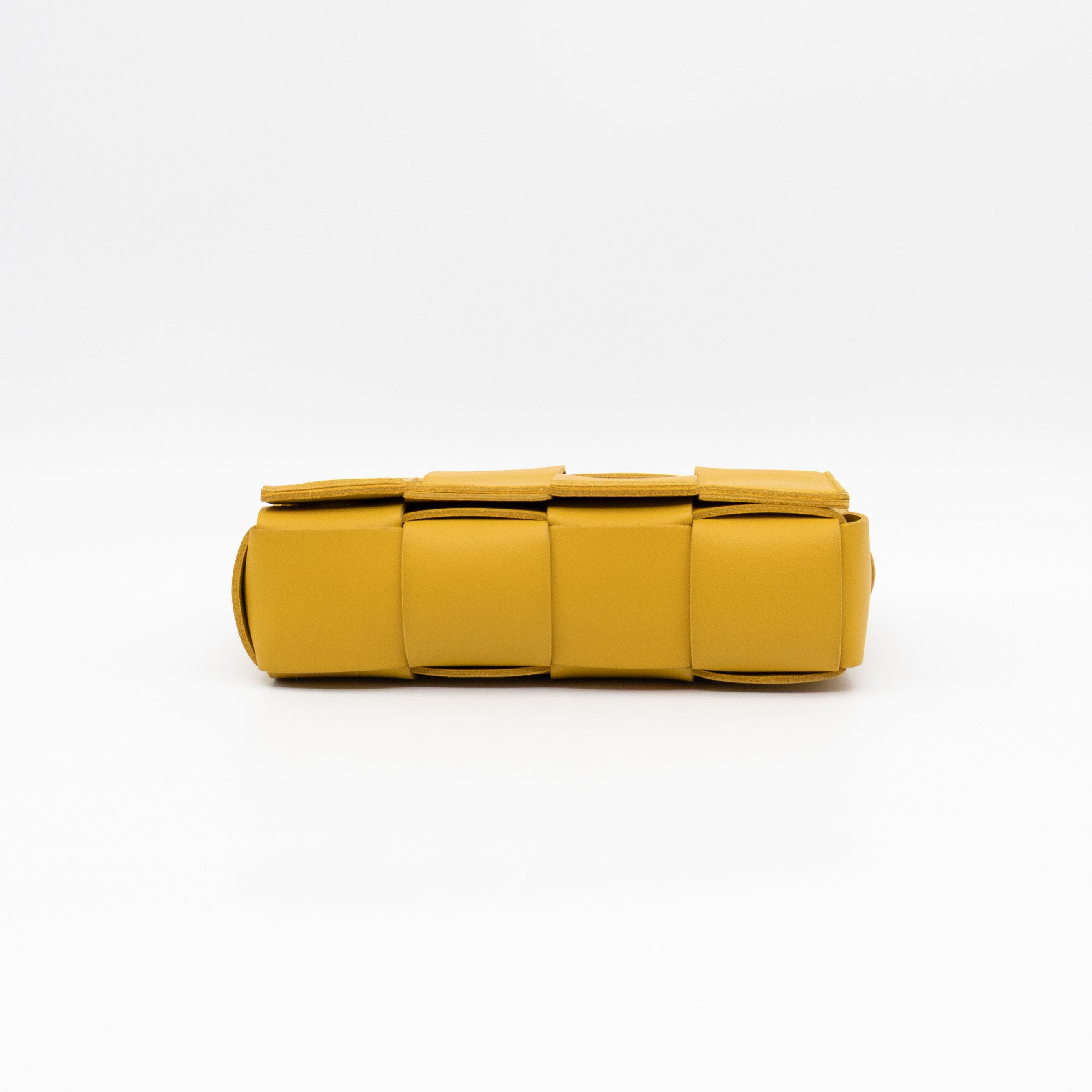 Cassette Mini Belt Bag Yellow Intrecciato Leather