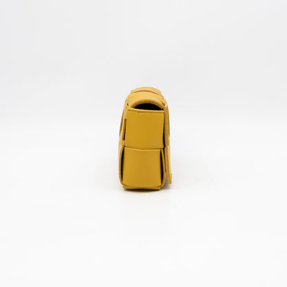Cassette Mini Belt Bag Yellow Intrecciato Leather