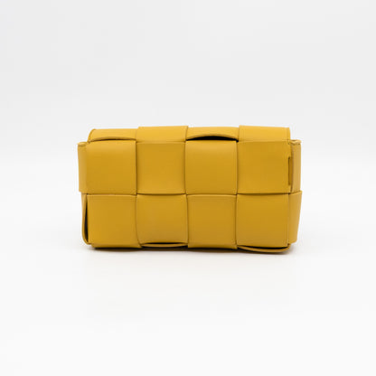 Cassette Mini Belt Bag Yellow Intrecciato Leather