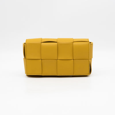 Cassette Mini Belt Bag Yellow Intrecciato Leather