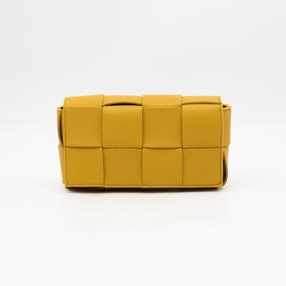Cassette Mini Belt Bag Yellow Intrecciato Leather