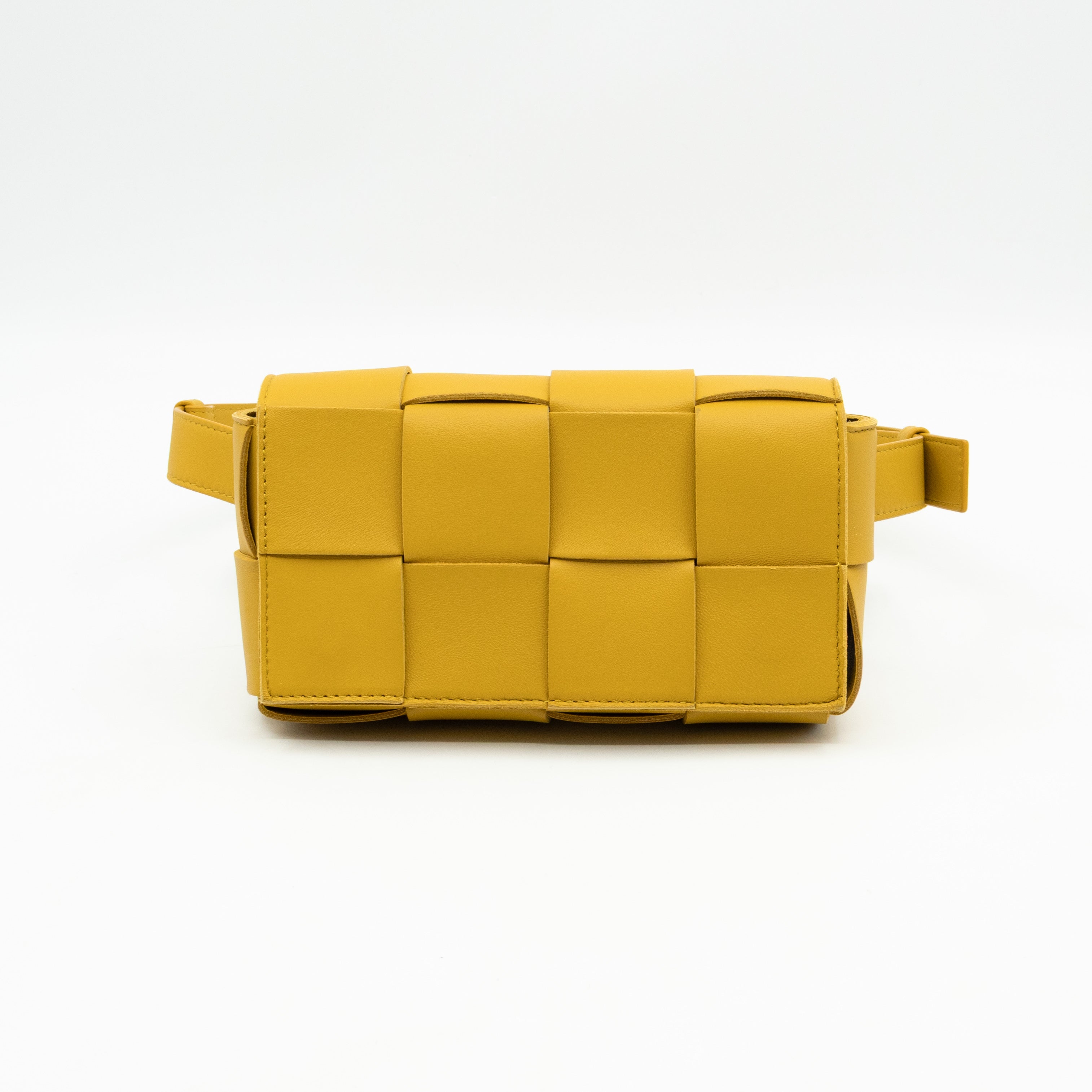Cassette Mini Belt Bag Yellow Intrecciato Leather
