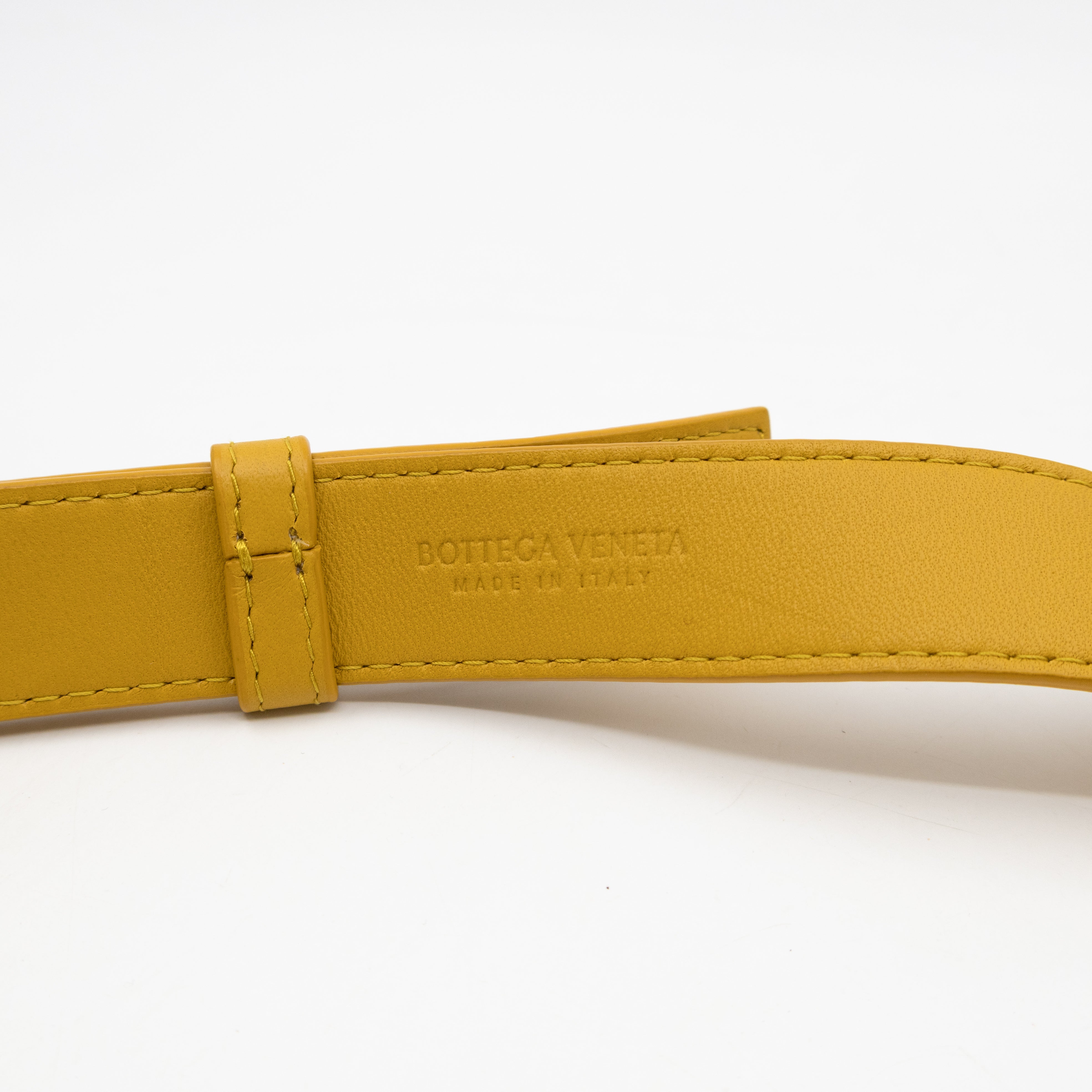 Cassette Mini Belt Bag Yellow Intrecciato Leather