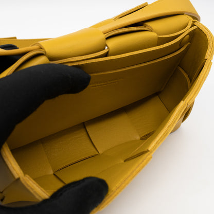 Cassette Mini Belt Bag Yellow Intrecciato Leather
