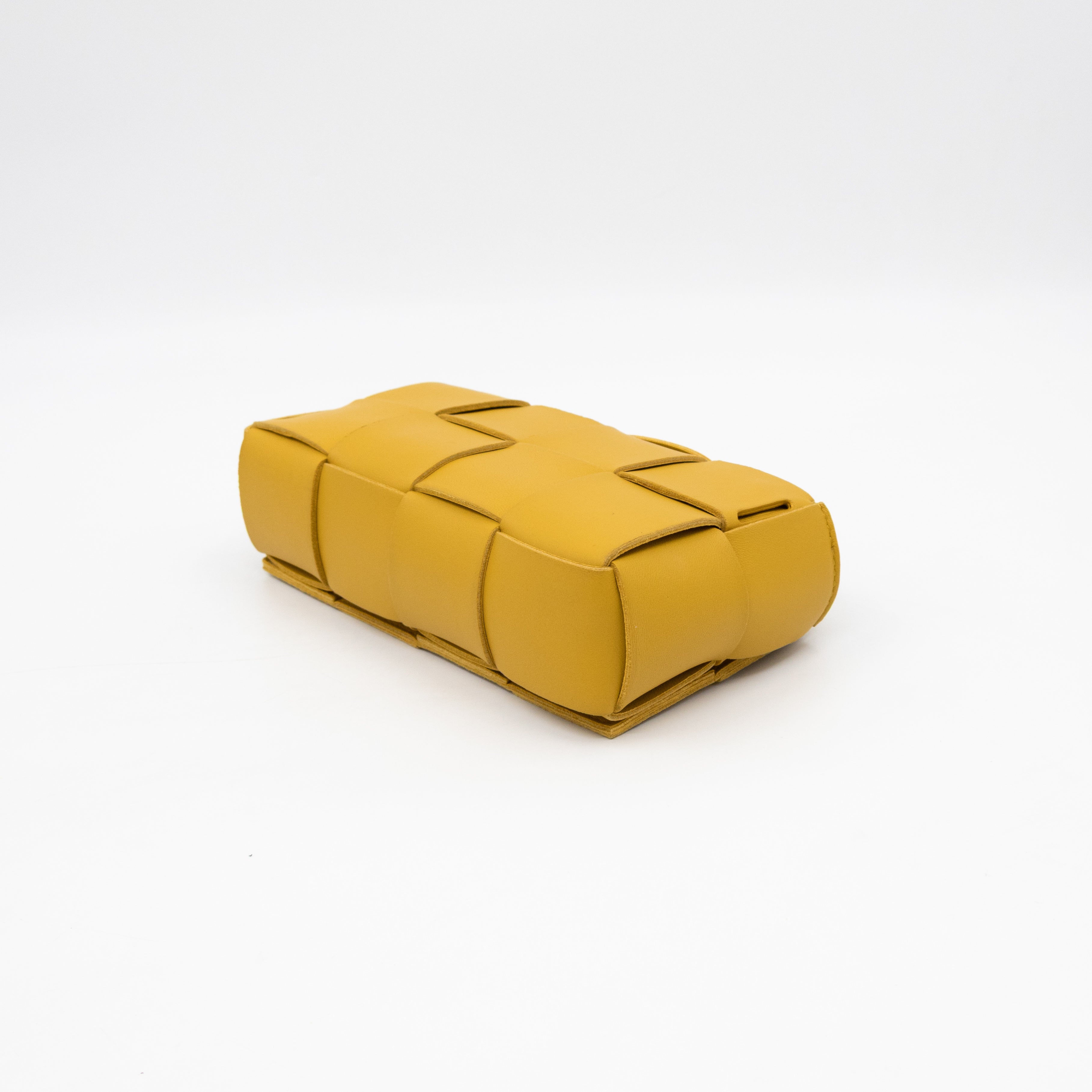 Cassette Mini Belt Bag Yellow Intrecciato Leather
