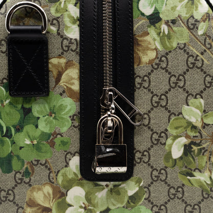 Medium Duffle Bag GG Supreme Blooms Black Leather