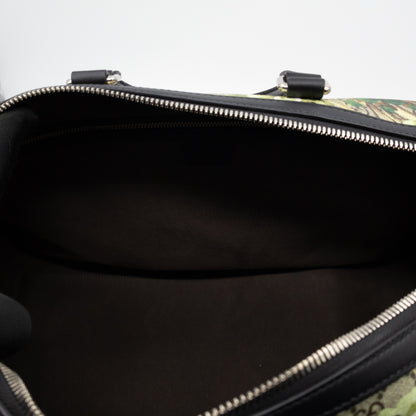 Medium Duffle Bag GG Supreme Blooms Black Leather