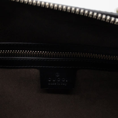 Medium Duffle Bag GG Supreme Blooms Black Leather