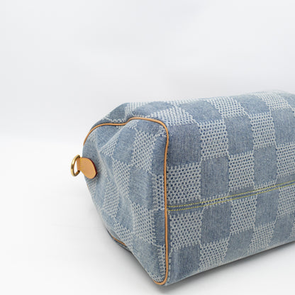 Speedy 40 Bandouliere Blue Damier Denim 3D