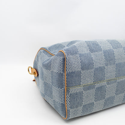 Speedy 40 Bandouliere Blue Damier Denim 3D