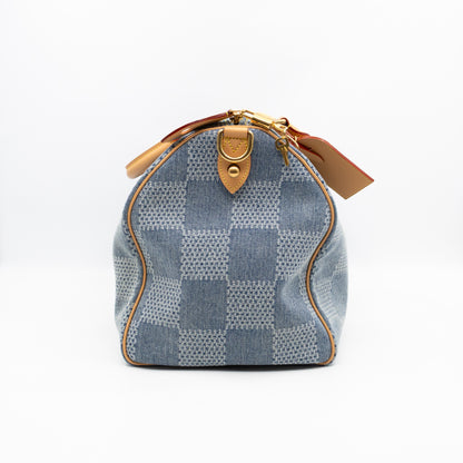 Speedy 40 Bandouliere Blue Damier Denim 3D