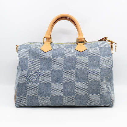 Speedy 40 Bandouliere Blue Damier Denim 3D