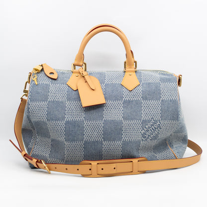 Speedy 40 Bandouliere Blue Damier Denim 3D