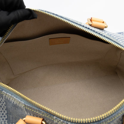 Speedy 40 Bandouliere Blue Damier Denim 3D