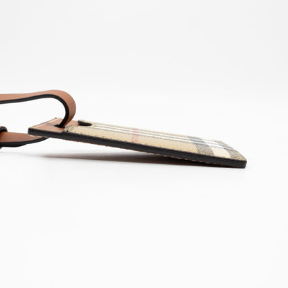 Luggage Tag House Check Brown Leather