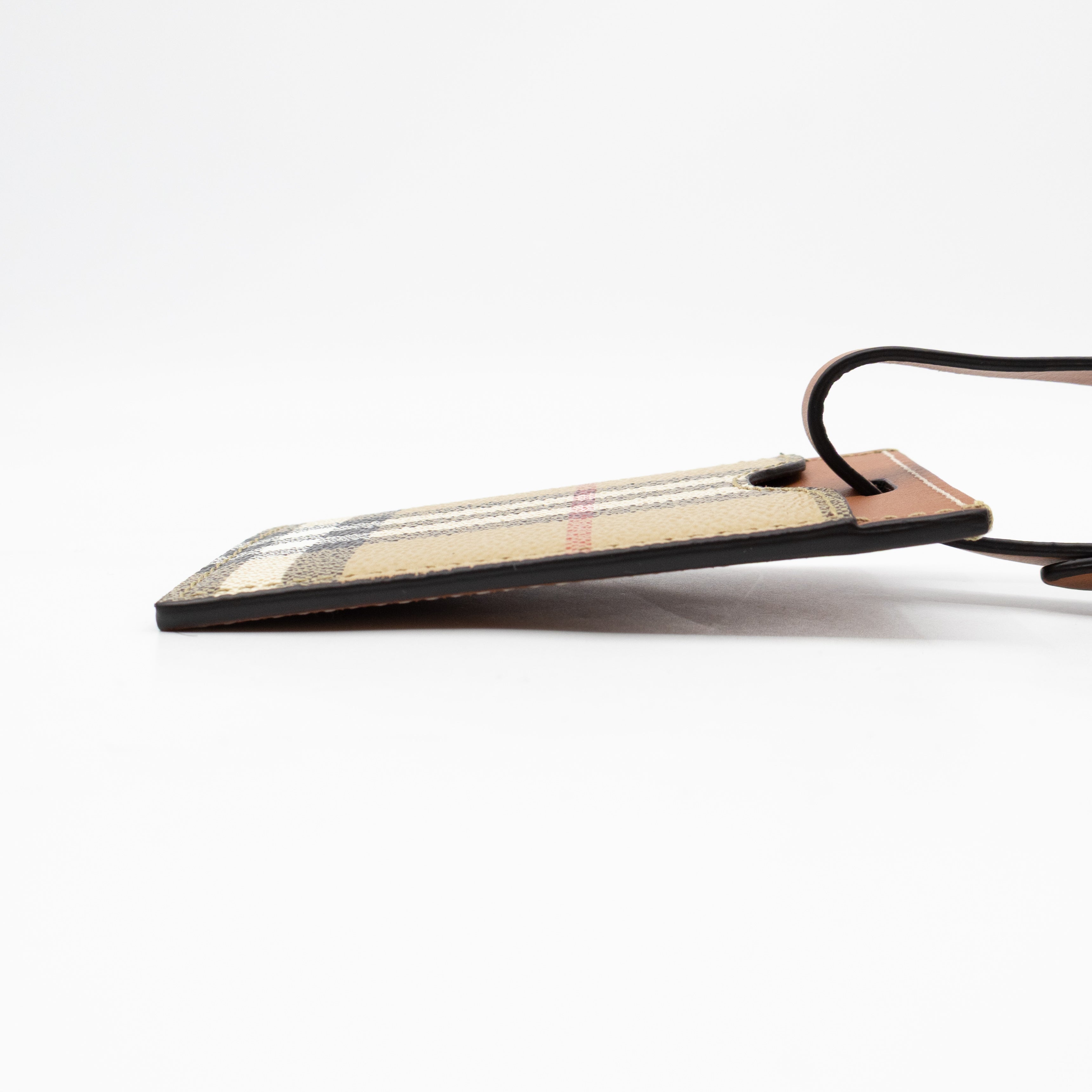 Luggage Tag House Check Brown Leather