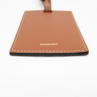 Luggage Tag House Check Brown Leather