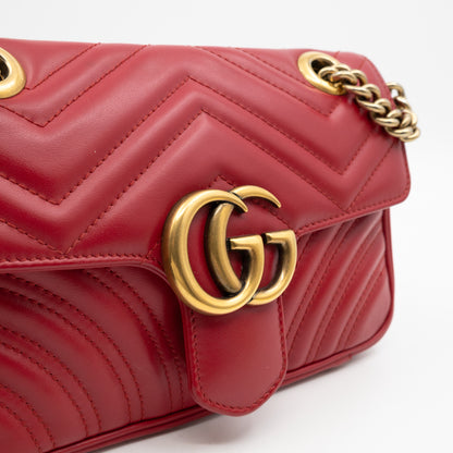 GG Marmont Flap Small Red Leather