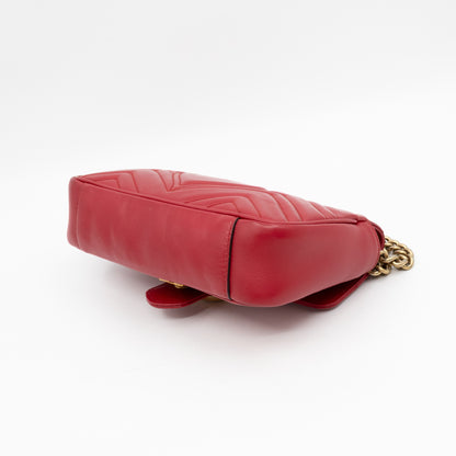 GG Marmont Flap Small Red Leather