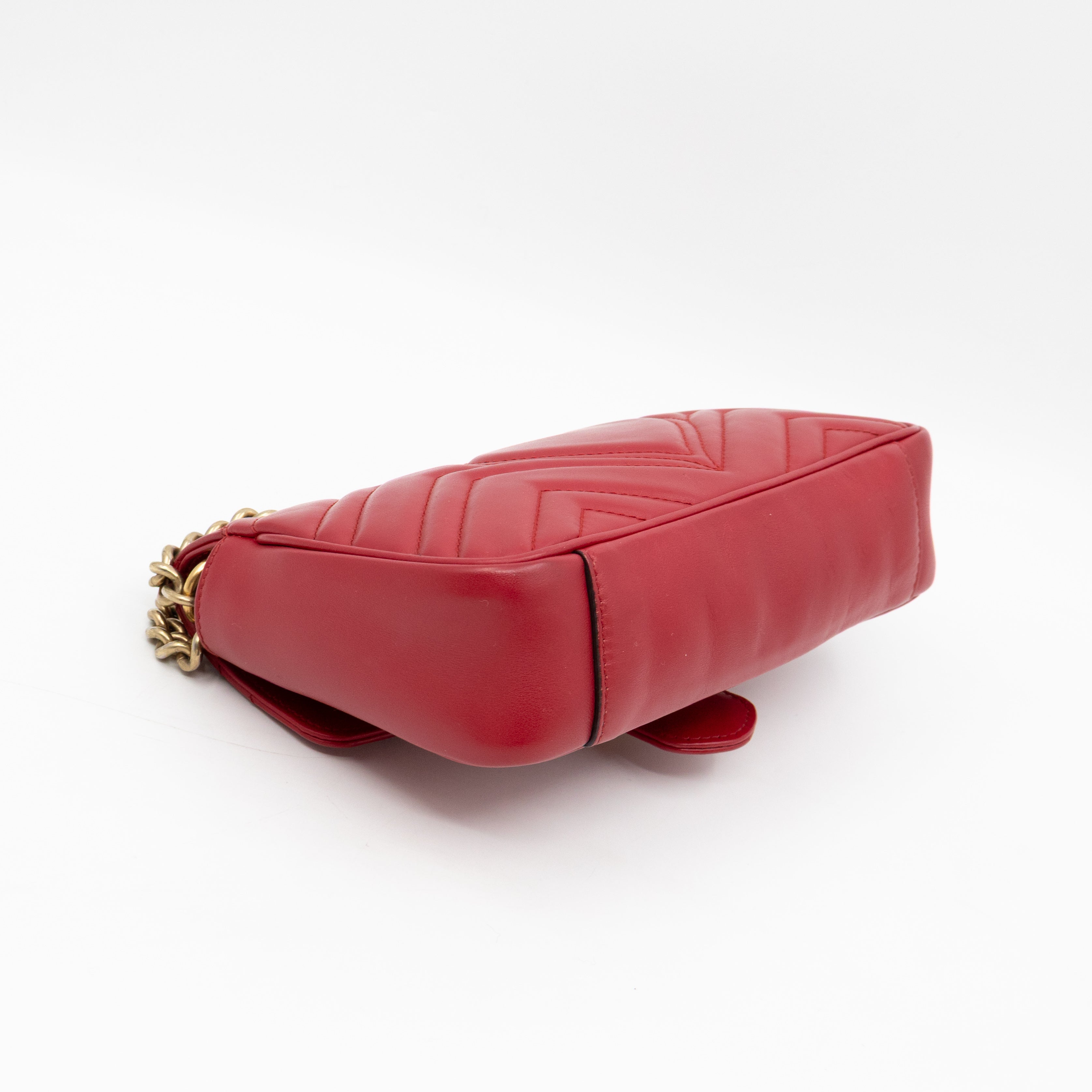 GG Marmont Flap Small Red Leather