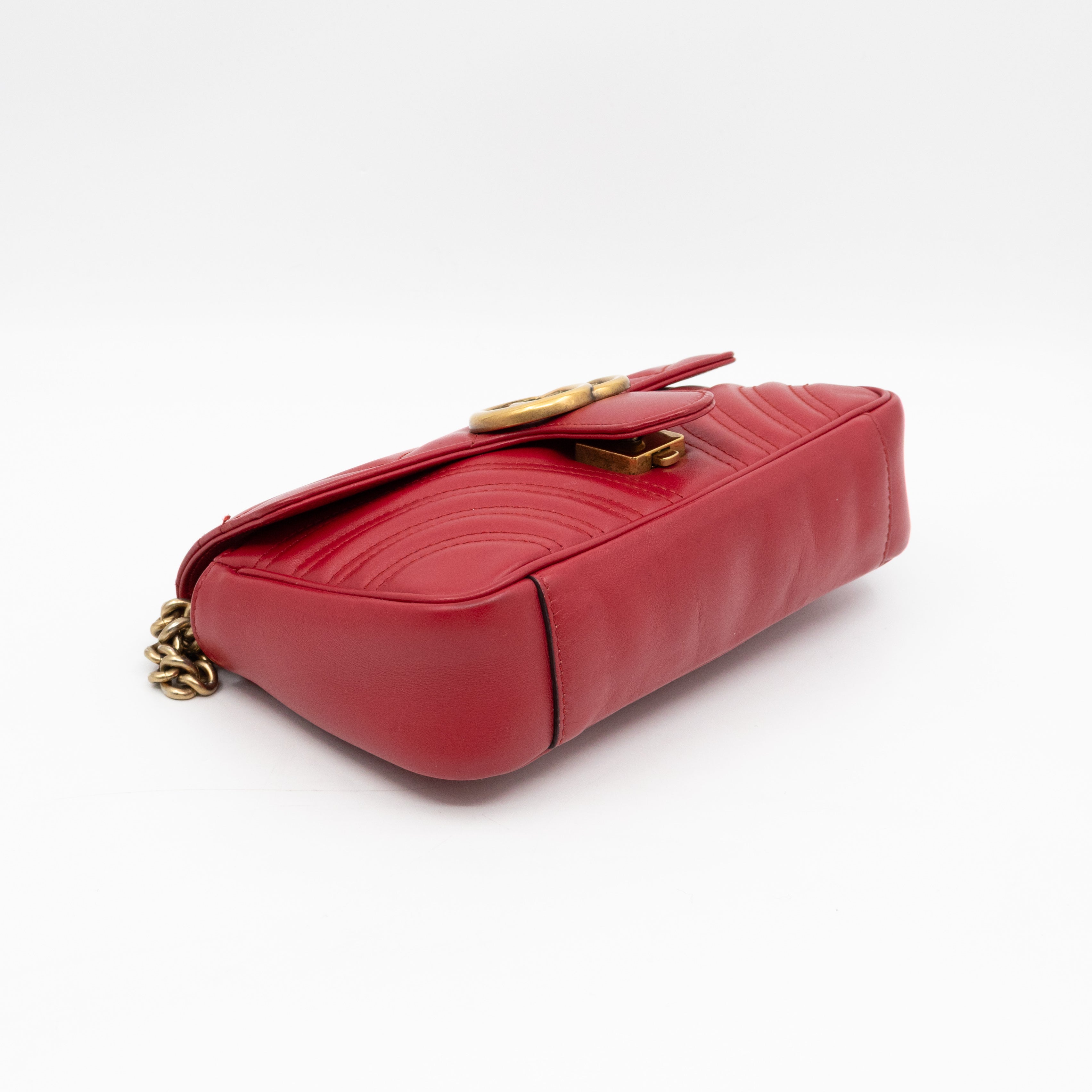 GG Marmont Flap Small Red Leather