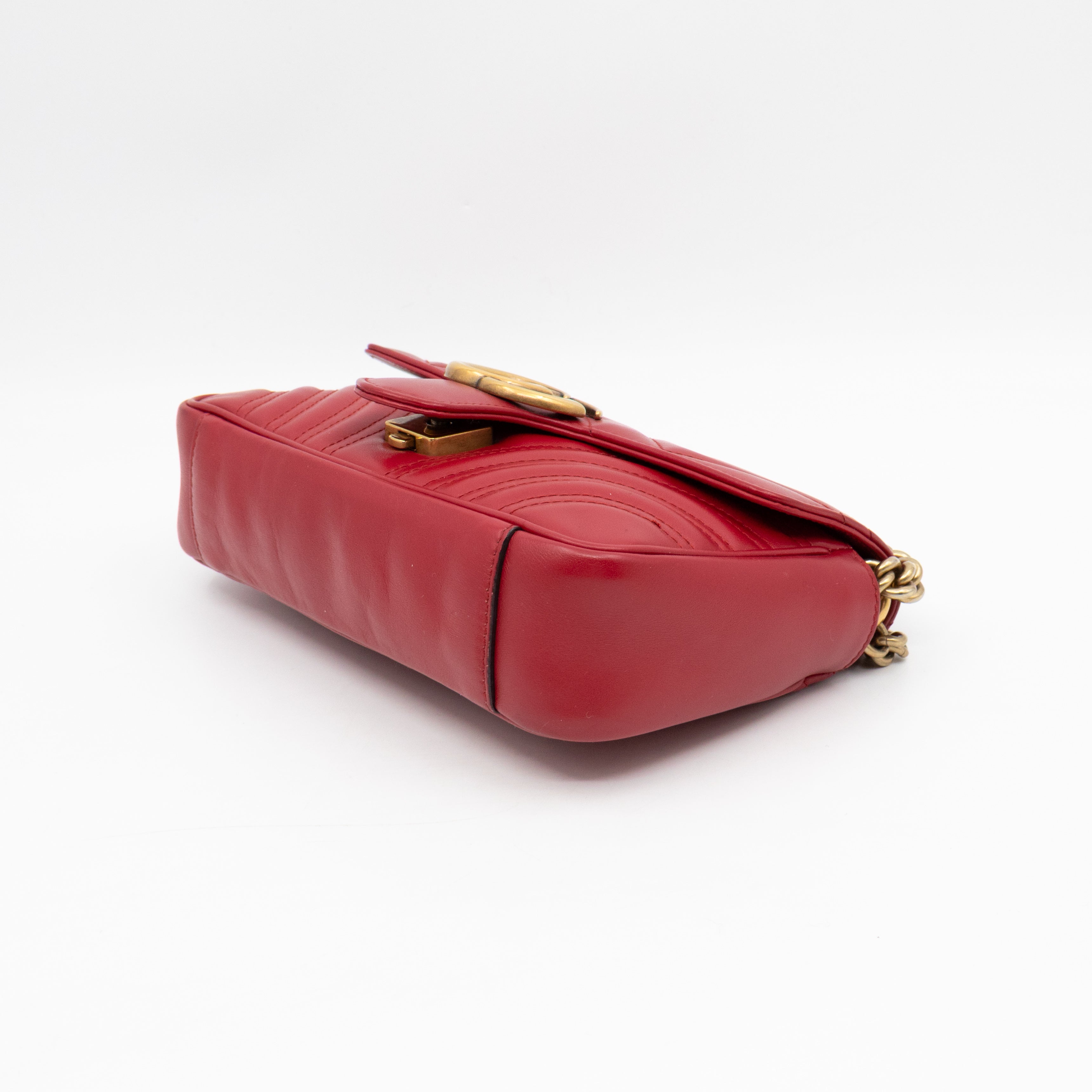 GG Marmont Flap Small Red Leather