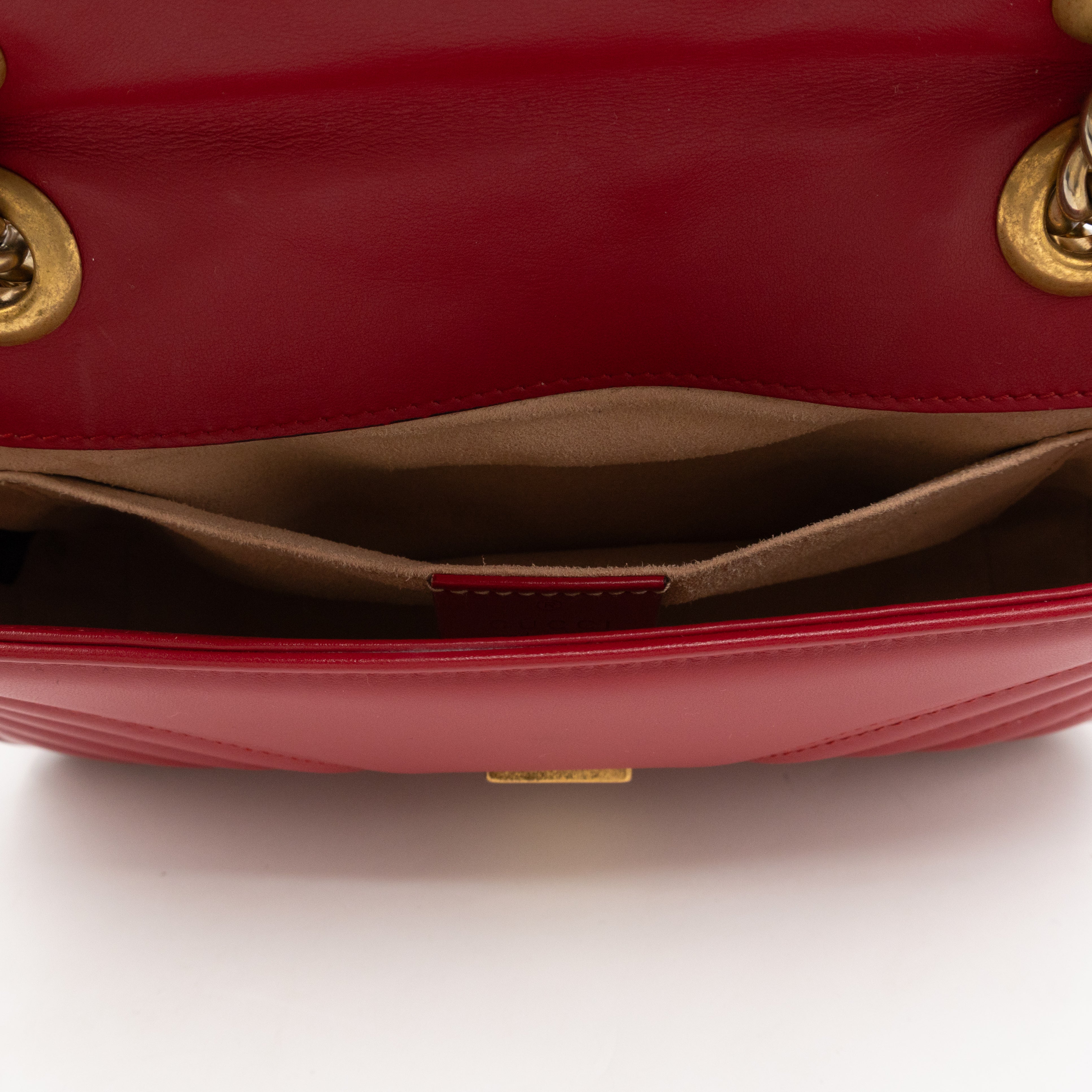 GG Marmont Flap Small Red Leather