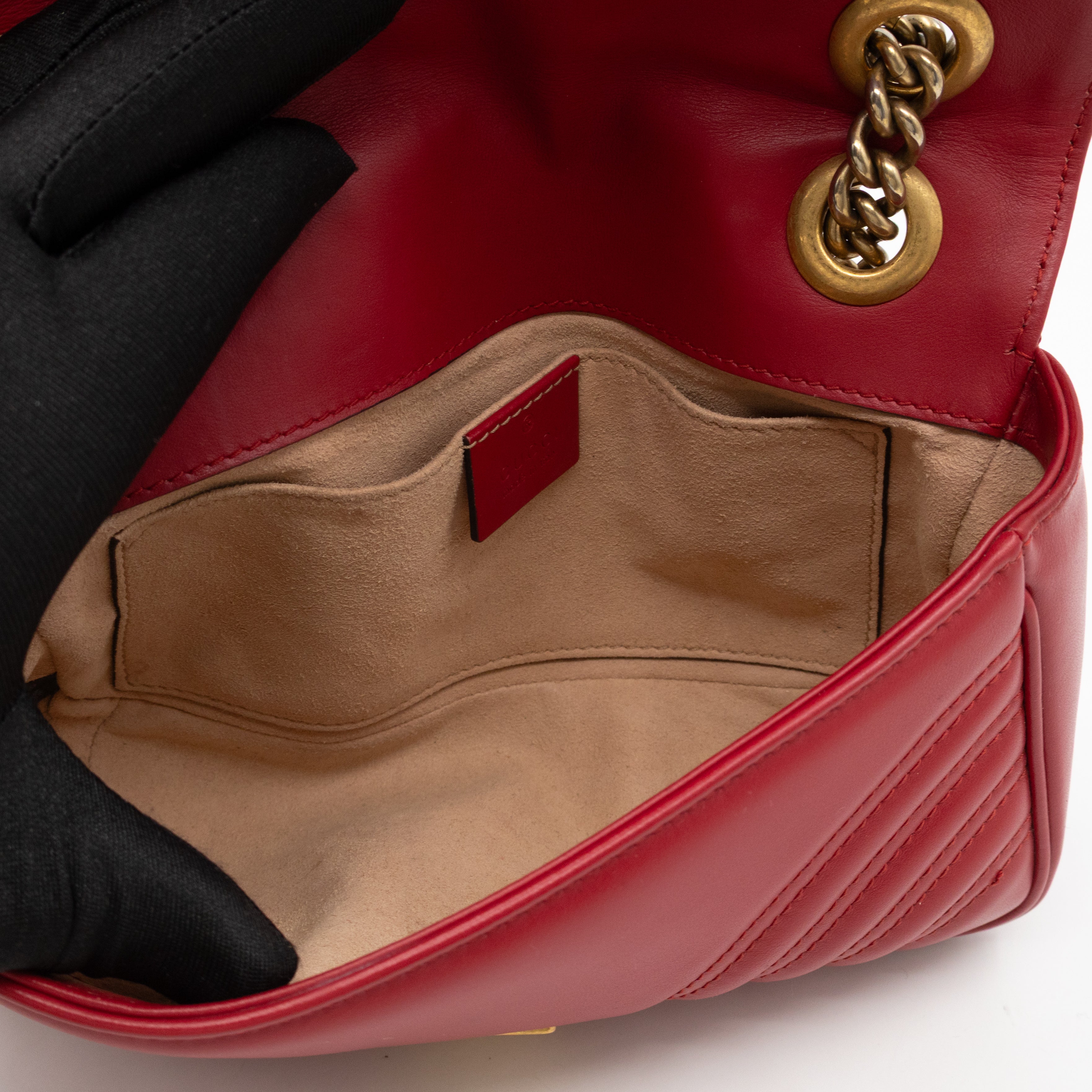 GG Marmont Flap Small Red Leather