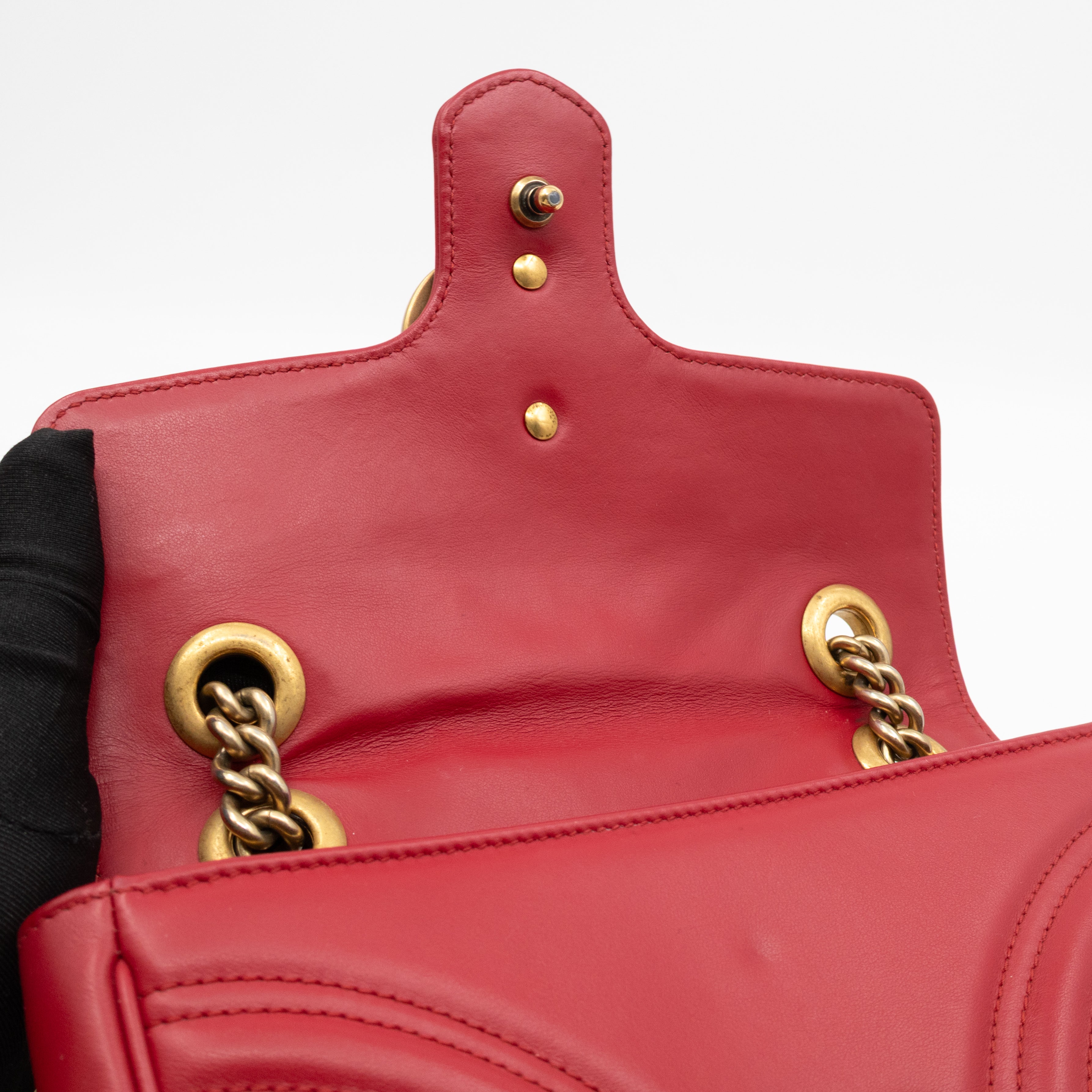 GG Marmont Flap Small Red Leather