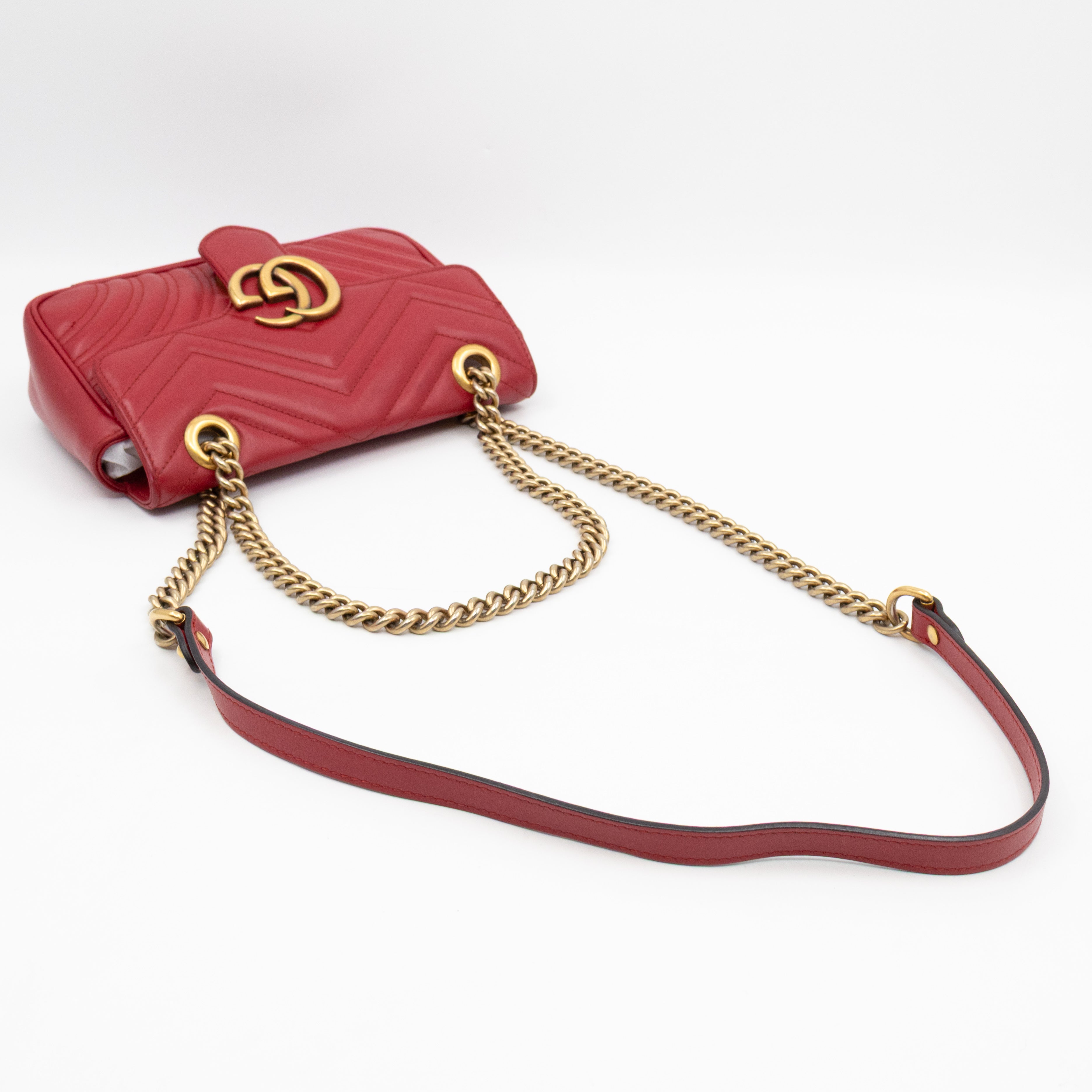 GG Marmont Flap Small Red Leather