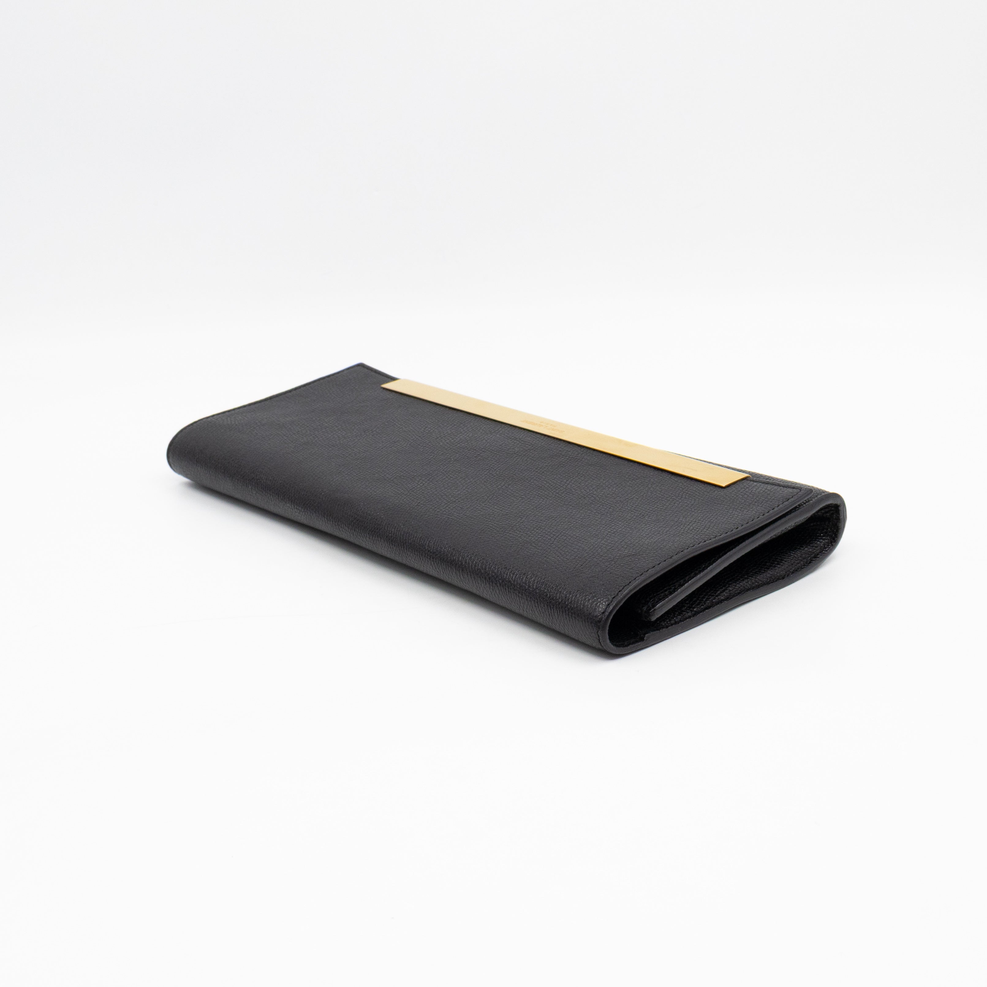 Lutetia Flap Clutch Black Glossy Calfskin