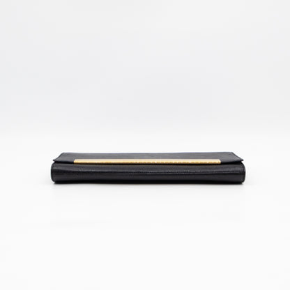 Lutetia Flap Clutch Black Glossy Calfskin