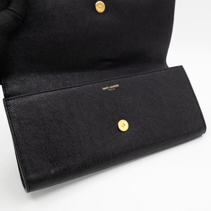 Lutetia Flap Clutch Black Glossy Calfskin