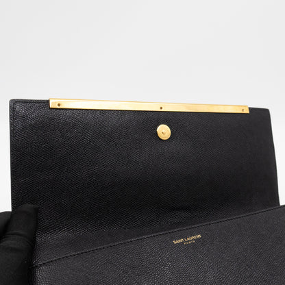 Lutetia Flap Clutch Black Glossy Calfskin